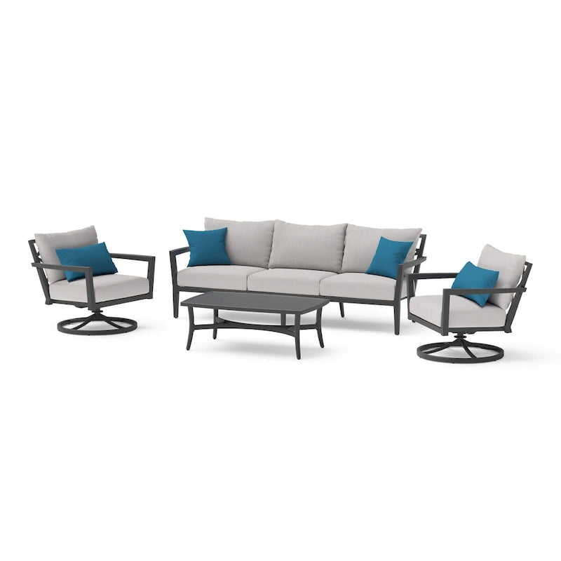 Venetia 4 Piece Sunbrella Outdoor Patio Motion Seating Set - Gray