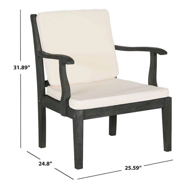 SAFAVIEH Outdoor Living Fresno Dark Slate Grey 4-piece - 48 W x 25 D x 32 H