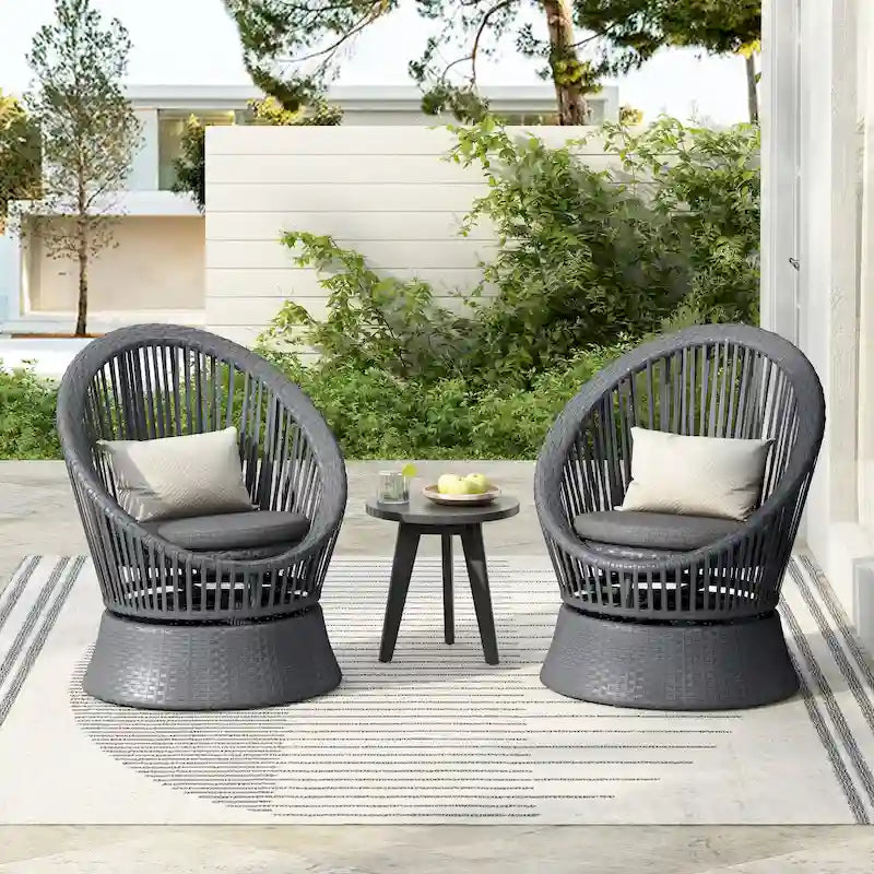 Christopher Knight Home - PureNest 26.7  Modern Gray Wicker Lounge Chair with Rattan and Iron Frame, Stylish Round Design