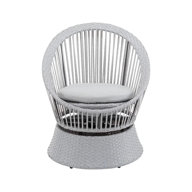 Christopher Knight Home - PureNest 26.7  Modern Gray Wicker Lounge Chair with Rattan and Iron Frame, Stylish Round Design