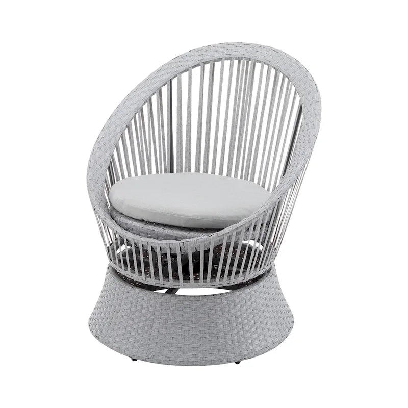 Christopher Knight Home - PureNest 26.7  Modern Gray Wicker Lounge Chair with Rattan and Iron Frame, Stylish Round Design