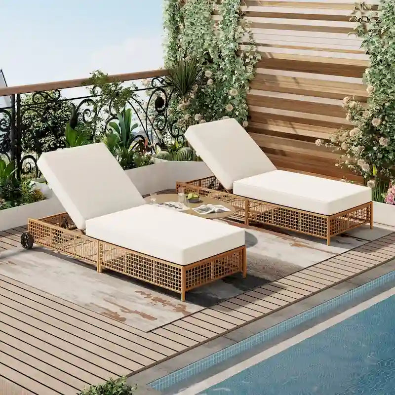 Luxurious Rattan Outdoor Lounge Chair Set of 2 by Leisure Zone