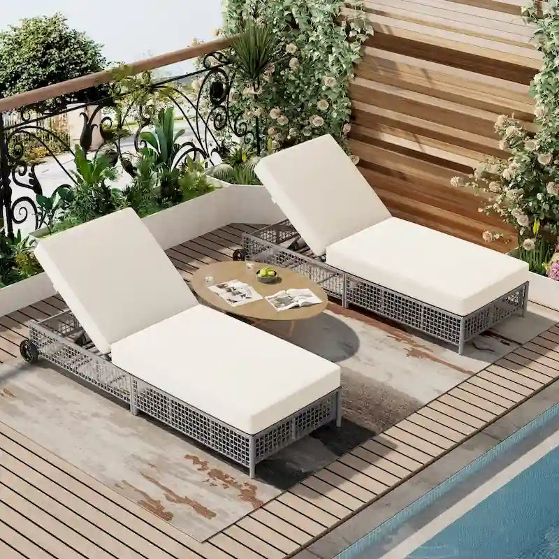 Luxurious Rattan Outdoor Lounge Chair Set of 2 by Leisure Zone