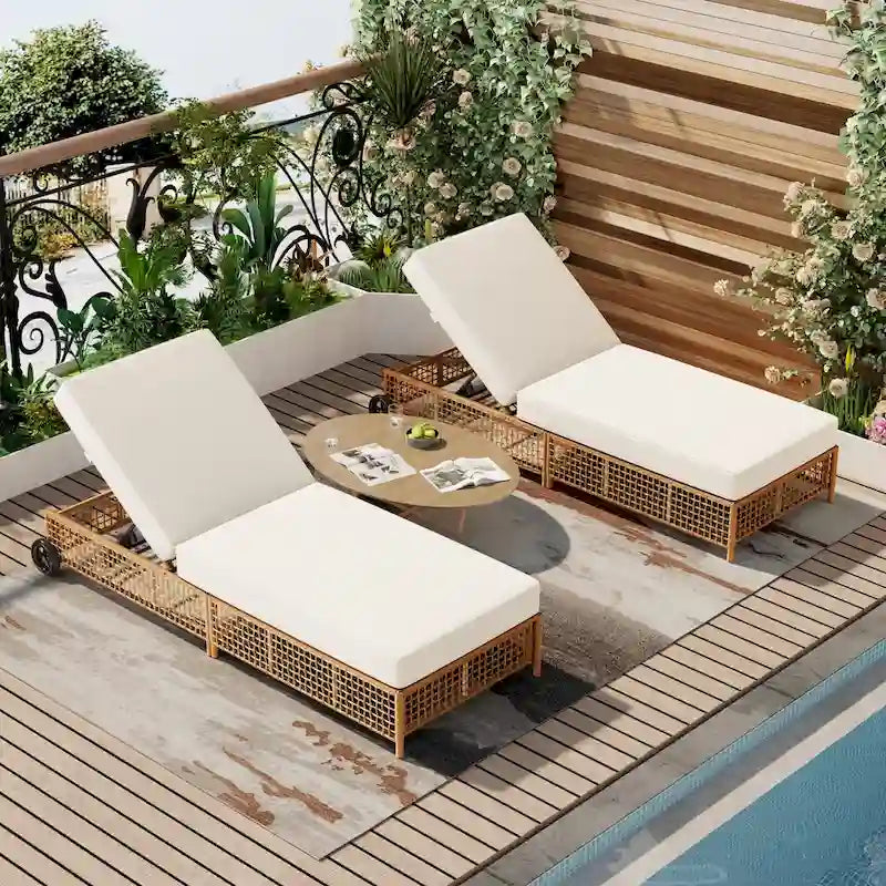 Luxurious Rattan Outdoor Lounge Chair Set of 2 by Leisure Zone
