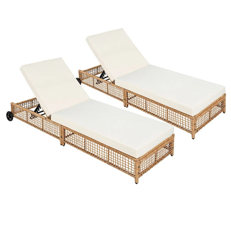 Luxurious Rattan Outdoor Lounge Chair Set of 2 by Leisure Zone