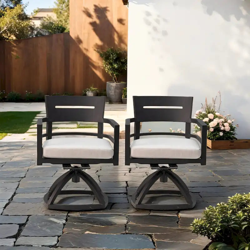 Outdoor Weather Resistant Aluminum Swivel Rocker Set of 2 with Sunbrella Cushions, Patio Swivel Rocker Chairs