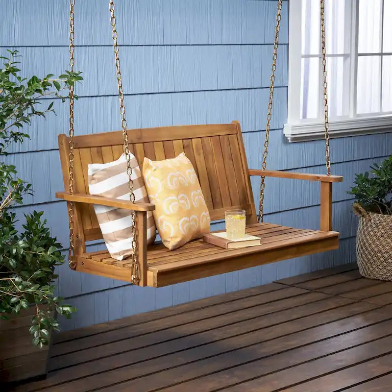 Premium Acacia Wood Porch Swing