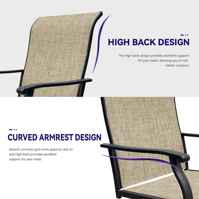 360 Rotation Swivel Dining Chairs Set of 2, Outdoor Patio Chairs, Lawn Chairs for Front Porch Backyard Deck