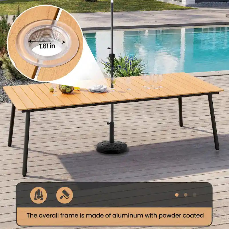 7-Piece Patio Dining Set Outdoor Aluminum Dining Table and PE Rattan Wicker Dining Chairs