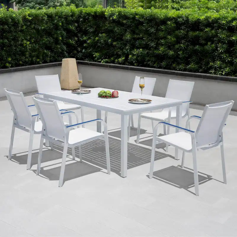 NUU Garden 7 Piece Aluminum Outdoor Stackable Chairs Set