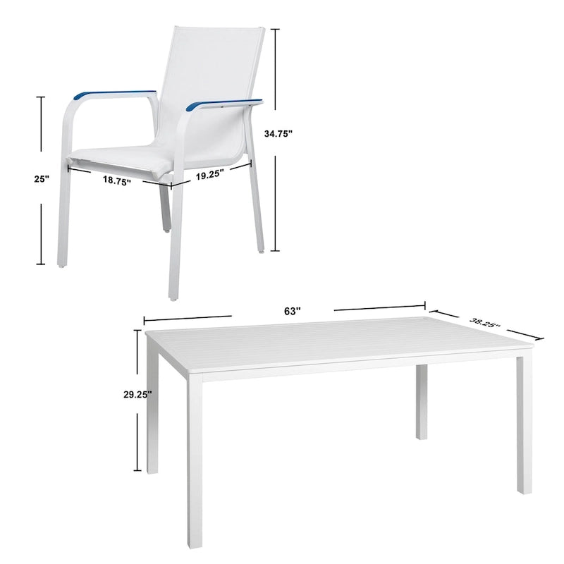 NUU Garden 7 Piece Aluminum Outdoor Stackable Chairs Set