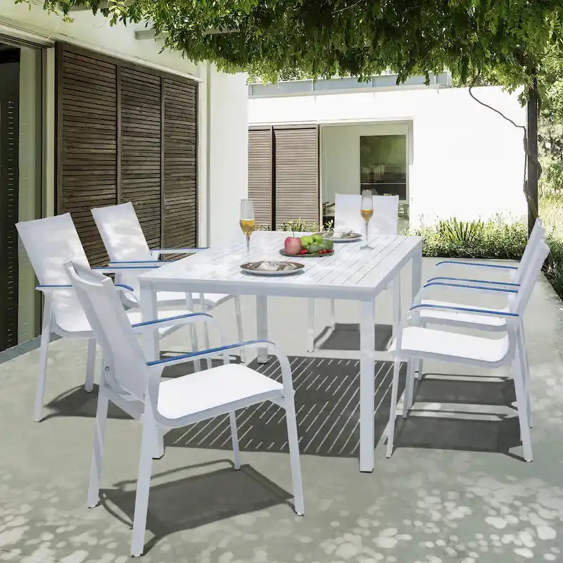 NUU Garden 7 Piece Aluminum Outdoor Stackable Chairs Set