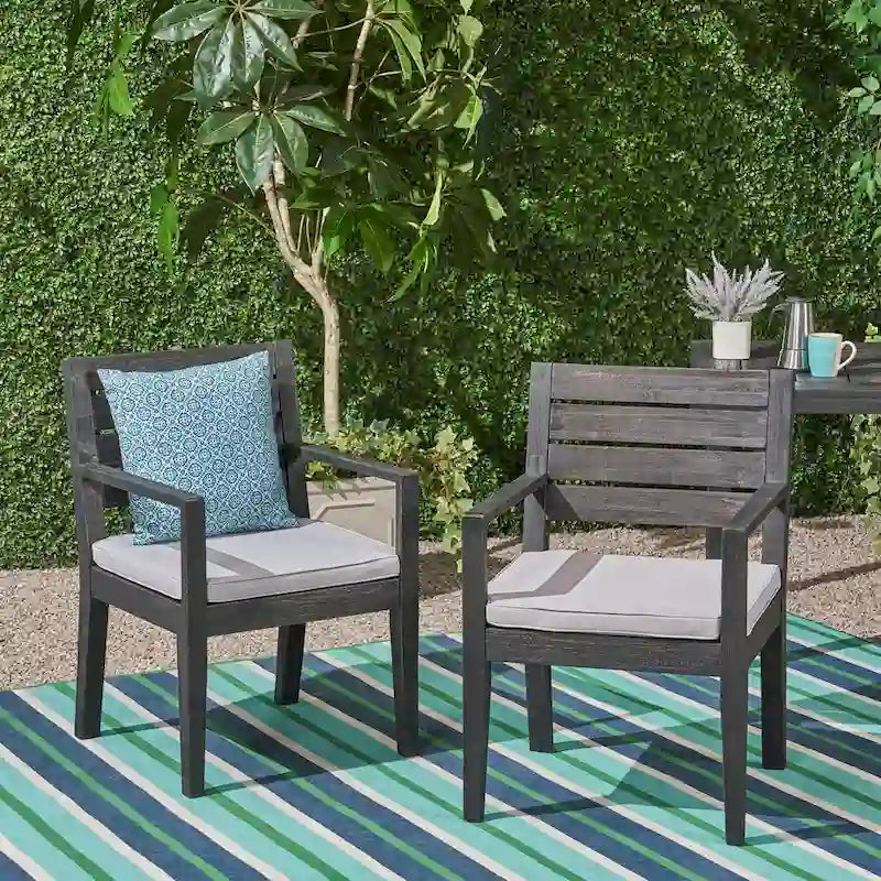 Outdoor Dining Chair Set of 2, Dark Grey