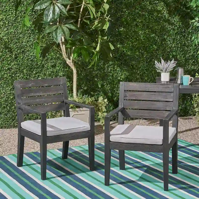 Outdoor Dining Chair Set of 2, Dark Grey