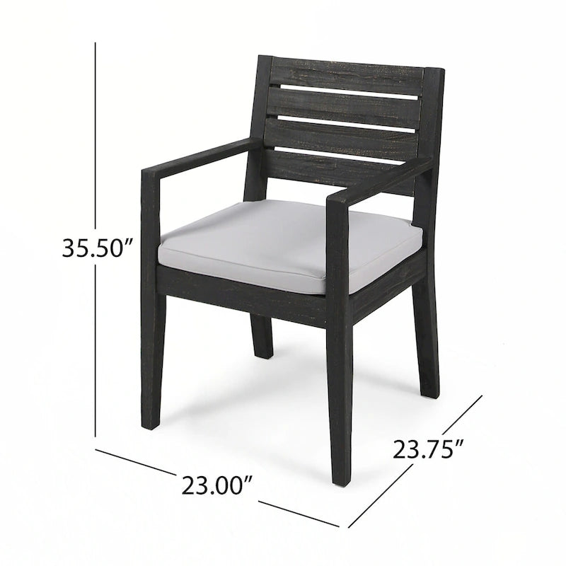 Outdoor Dining Chair Set of 2, Dark Grey
