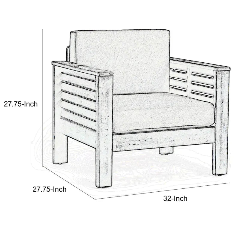 Siyal Outdoor Club Accent Chair Set of 2, Soft Dark Gray, Acacia Wood