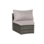 11 Pcs Patio Half-Moon Sectional Round Sofa Set, Rattan Conversation Set with Pillows, Outdoor Furniture Set with Table