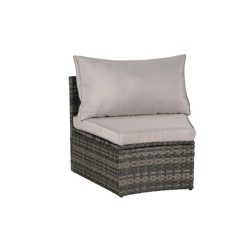 11 Pcs Patio Half-Moon Sectional Round Sofa Set, Rattan Conversation Set with Pillows, Outdoor Furniture Set with Table