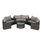 11 Pcs Patio Half-Moon Sectional Round Sofa Set, Rattan Conversation Set with Pillows, Outdoor Furniture Set with Table