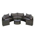 11 Pcs Patio Half-Moon Sectional Round Sofa Set, Rattan Conversation Set with Pillows, Outdoor Furniture Set with Table