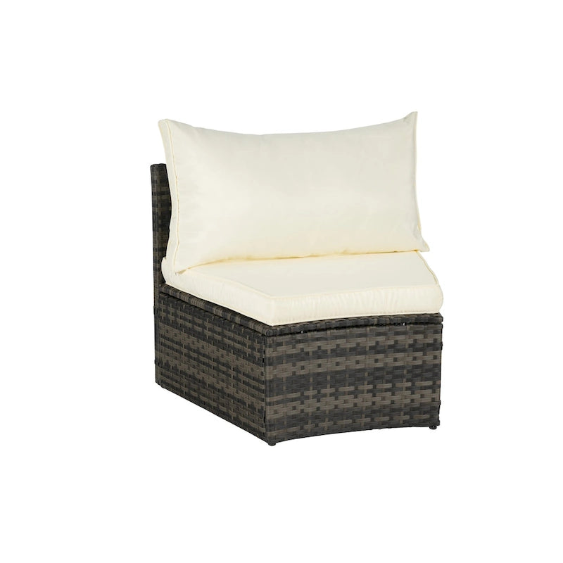 11 Pcs Patio Half-Moon Sectional Round Sofa Set, Rattan Conversation Set with Pillows, Outdoor Furniture Set with Table