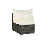 11 Pcs Patio Half-Moon Sectional Round Sofa Set, Rattan Conversation Set with Pillows, Outdoor Furniture Set with Table