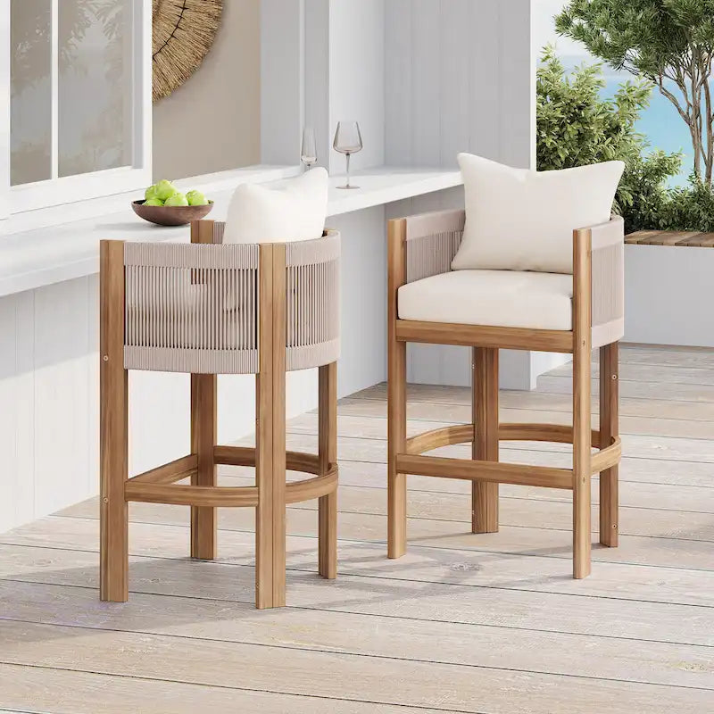 Christopher Knight Home - Martinez Outdoor Acacia Wood Barstools (Set of 2)