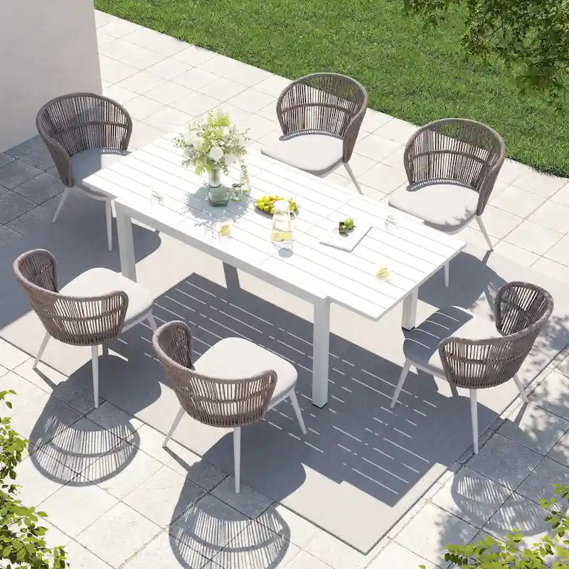 Outdoor Patio Dining Set Chairs and Extendable Table
