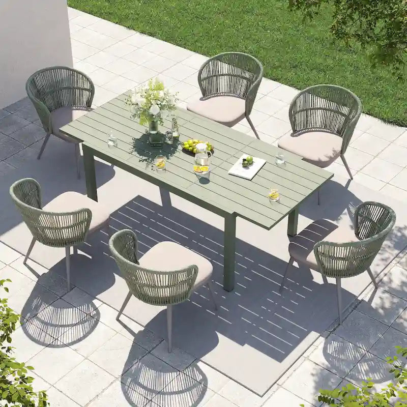 Outdoor Patio Dining Set Chairs and Extendable Table