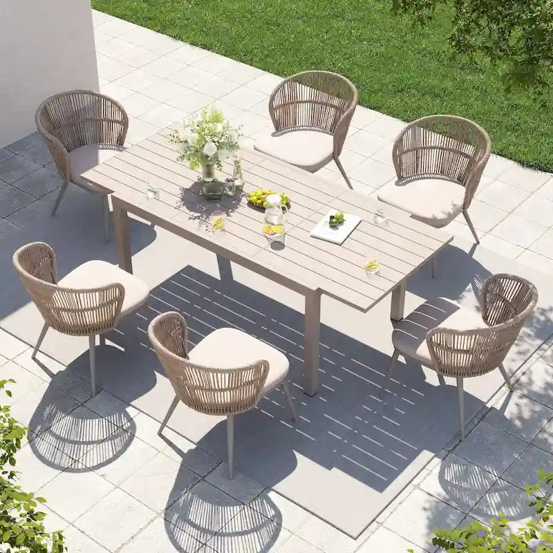 Outdoor Patio Dining Set Chairs and Extendable Table