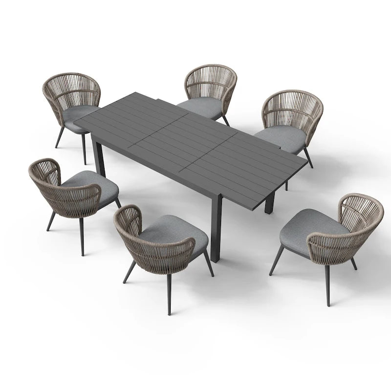 Outdoor Patio Dining Set Chairs and Extendable Table