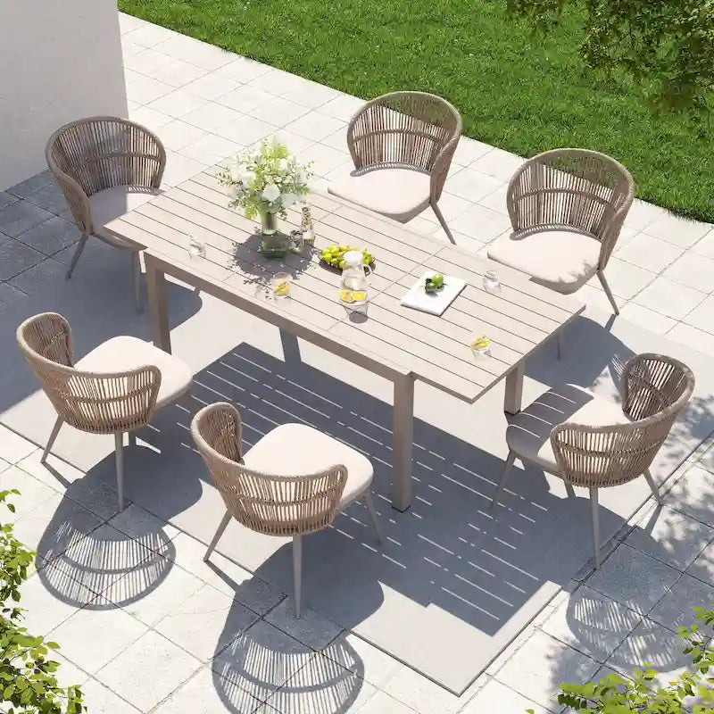 Outdoor Patio Dining Set Chairs and Extendable Table