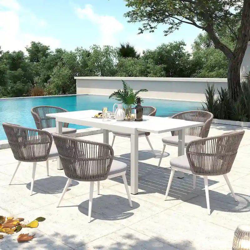 Outdoor Patio Dining Set Chairs and Extendable Table