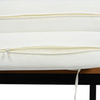 Patio Rattan Double Chaise Lounge Daybed with 5-Position Adjustable Backrest & Iron Frame