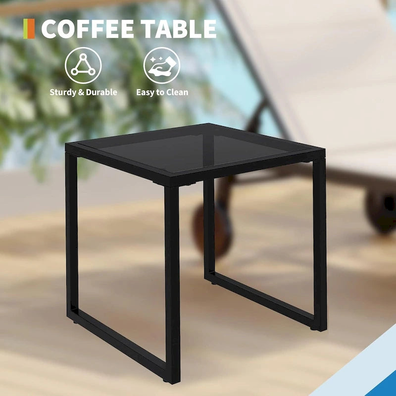 3-Piece Patio Lounge Chairs with Wheels,Patio Chaise Lounge Chairs With Side Table