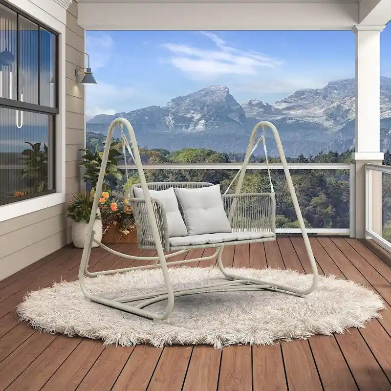 PURPLE LEAF Cloud Swing Chair Indoor Outside Backyard Garden Outdoor Hammock Porch Swing, Cushion and Pillows Included