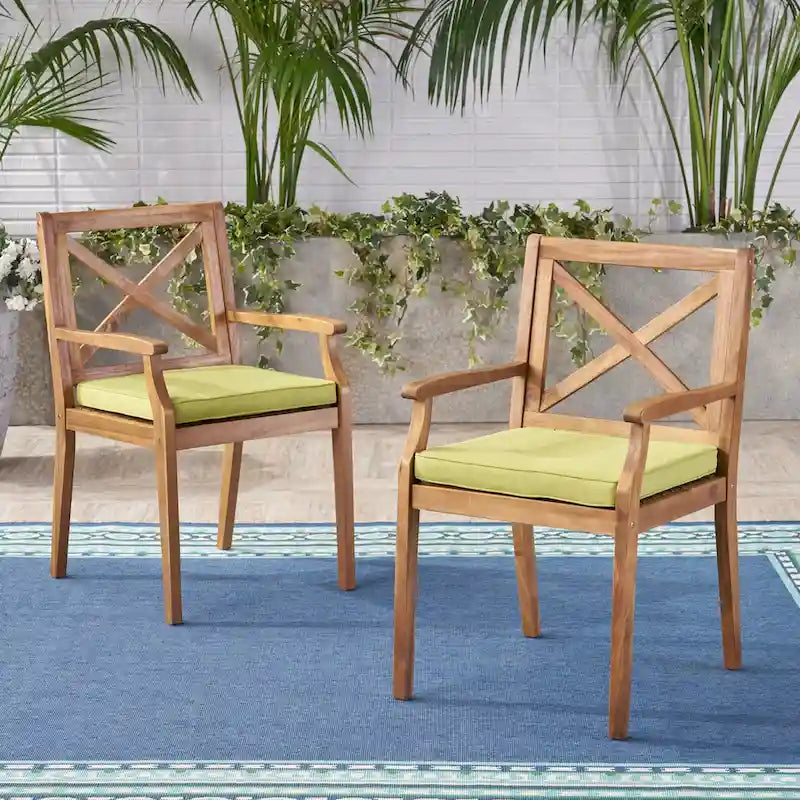 Set of 2 Dining Chairs with 2 Cushions