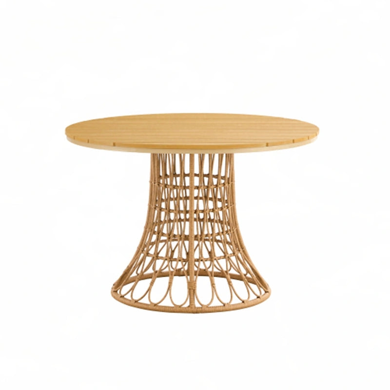 PE ratten round table 110CM plastic wood top,outdoor dining table 1PC