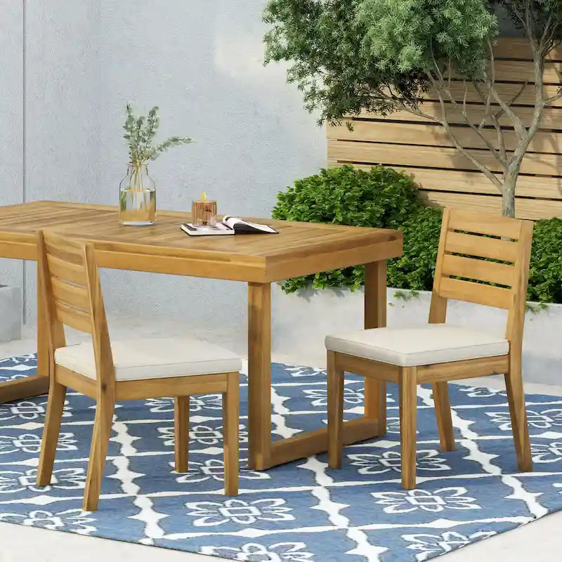 Nestor Acacia Wood Outdoor Dining Chair with Cushions (Set of 2) by Christopher Knight Home