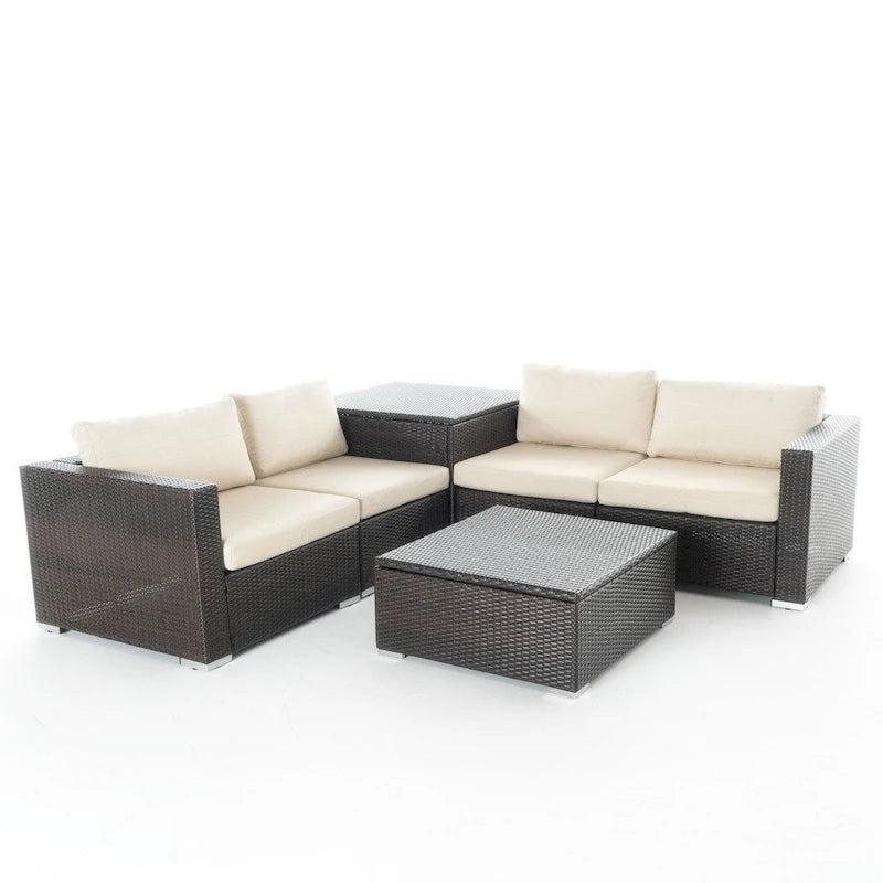 Santa Rosa Outdoor 6-piece Wicker Sectional Sofa with Storage by Christopher Knight Home