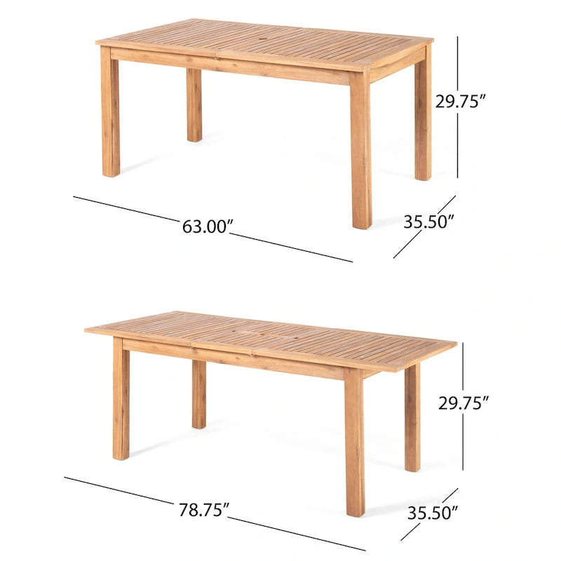 Davenport Outdoor 9 Piece Wood and Wicker Expandable Dining Set by Christopher Knight Home