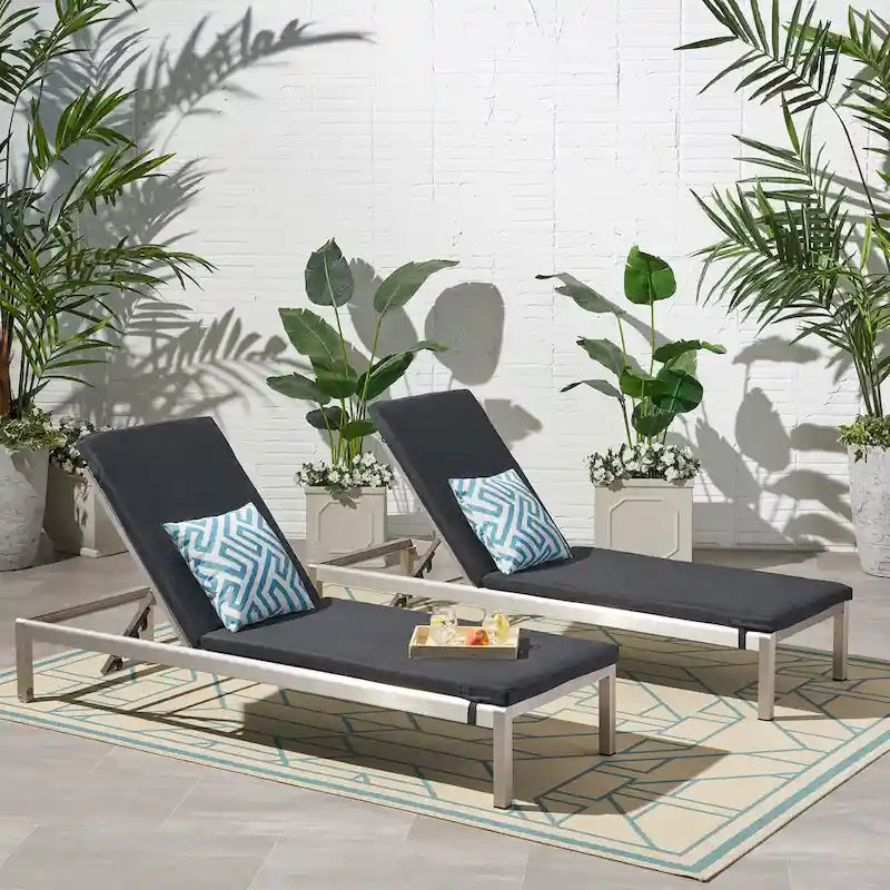 Cape Coral Outdoor Chaise Lounge with Cushion (Set of 2) by Christopher Knight Home