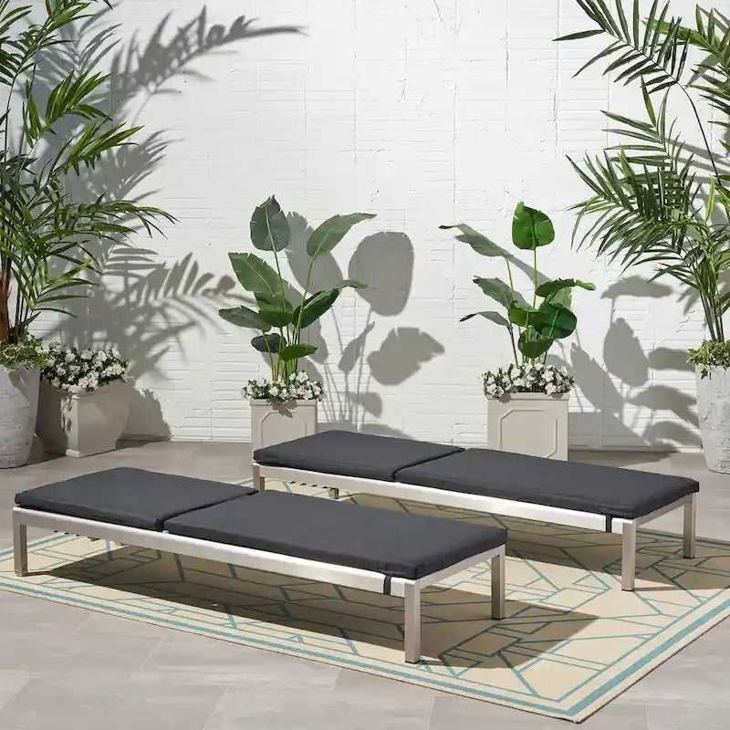 Cape Coral Outdoor Chaise Lounge with Cushion (Set of 2) by Christopher Knight Home