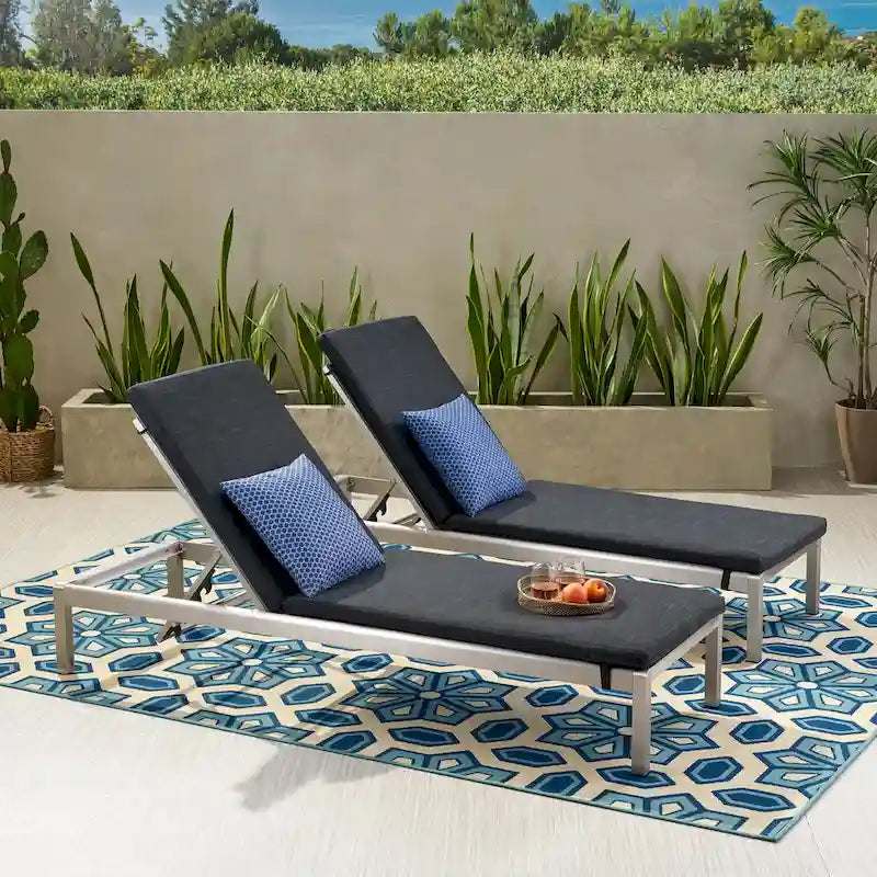 Cape Coral Outdoor Chaise Lounge with Cushion (Set of 2) by Christopher Knight Home