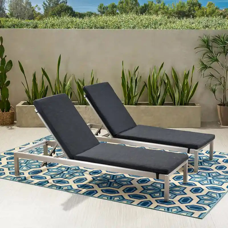 Cape Coral Outdoor Chaise Lounge with Cushion (Set of 2) by Christopher Knight Home