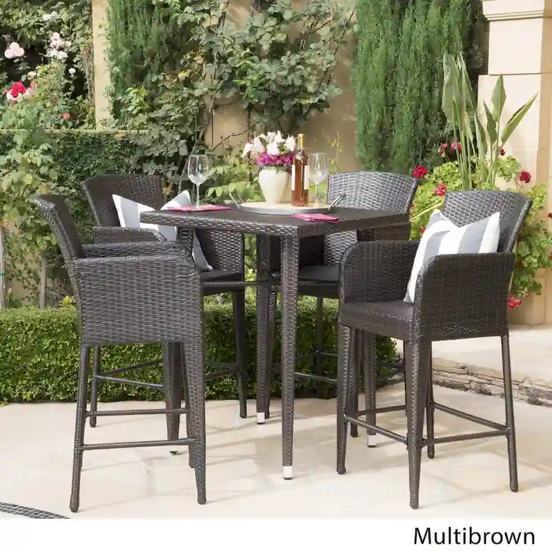 Landis Outdoor 5-piece Wicker 32-inch Square Bar Set by Christopher Knight Home