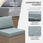 Outsunny 6-Piece Outdoor Patio Rattan Wicker Furniture Set with Comfortable Cotton Cushions, Removable Slip Covers