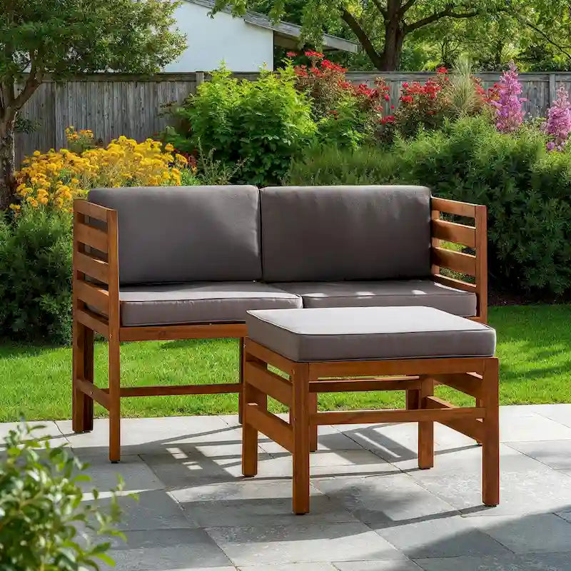Middlebrook Designs Acacia 3-Piece Chairs with Ottoman