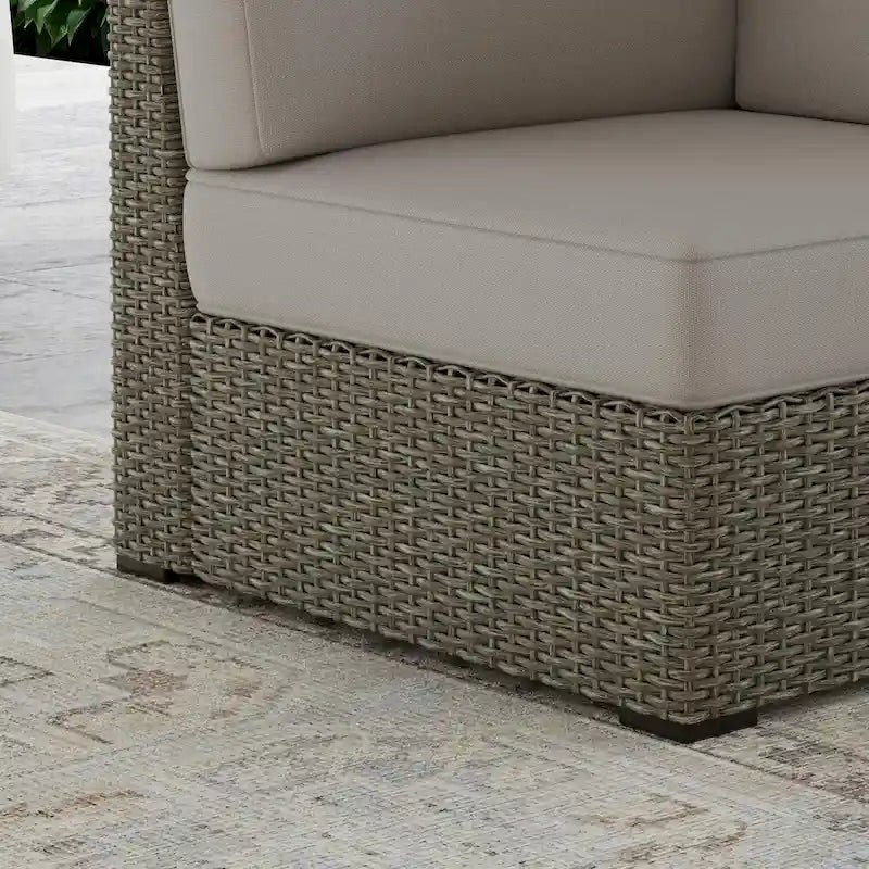Boca Raton Brown Rattan Outdoor Sectional Side Chair - 32  x 32  x 32