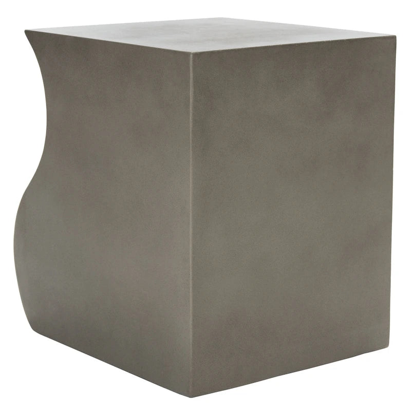 SAFAVIEH Outdoor Nastafa Concrete Accent Stool - 18.11  W x 14.57  L x 18.11  H - 18Wx15Dx18H